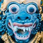 close up of a statue of barong a balinese deity